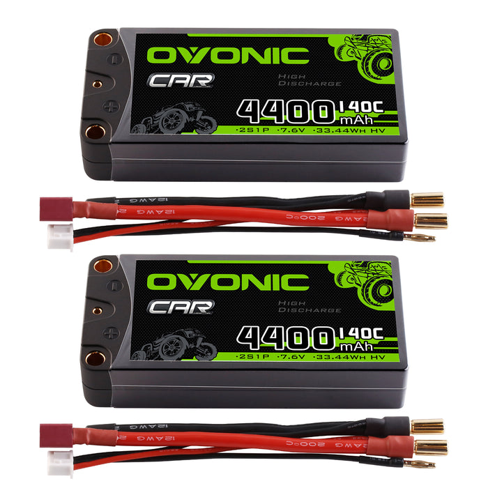 Ovonic 2S 4400mAh 140C 7.6V Hardcase LiHV Battery with 5.0mm Bullet to T/Deans Plug