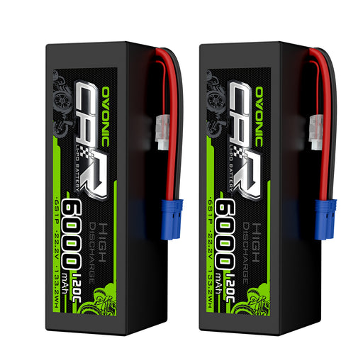 2 x OVONIC 6S Battery 6000mAh 22.2V 120C Hardcase Lipo Battery with EC5 Connector for 1/8 Scale RC Car & Truck Boat RC Airplane RC Racing - Ovonicshop