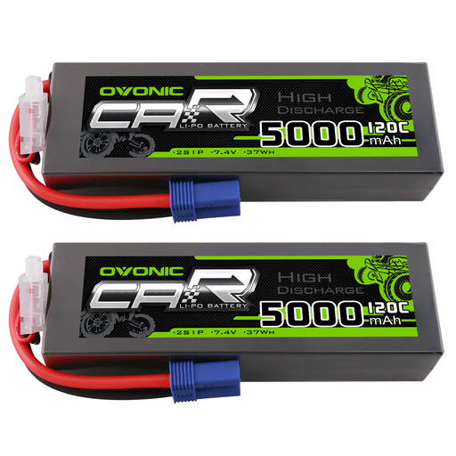 Ovonic 7.4V 120C 5000mAh 2S LiPo Battery with EC5 plug for 1/8 & 1/10 scale RC Vehicle