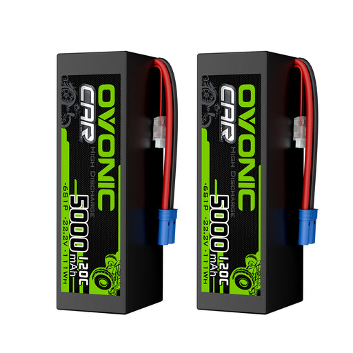 2x Ovonic 5000mah 6S 22.2V 120C Hardcase Lipo Battery Pack for Aircraft Car SENTON 6S - EC5 Plug - Ovonicshop