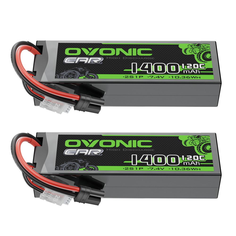2x OVONIC 2S1P 1400mAh 120C 7.4V Lipo Battery with IEC Plug for RC Car Boat RC Aircraft