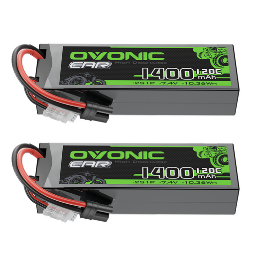 2 x OVONIC 2S 1400mAh 120C 7.4V Lipo Battery with IEC Plug for 2S RC Car Boat RC Aircraft