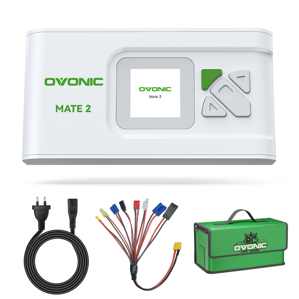 OVONIC Mate2 200W 12A Smart LiPo Balance Charger with LiPo Safe Bag for RC Batteries (LiPo/Li-ion/LiHV/LiFe 2-6S & NiMH 4-15S)