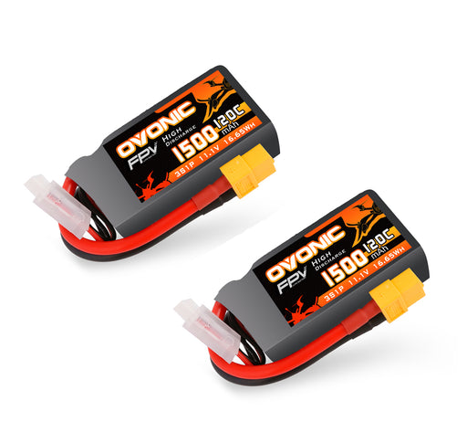 (Pre-Sale) 2x OVONIC 11.1V 120C 3S 1500mAh Lipo Battery XT60 for Drone FPV Quad Crawler