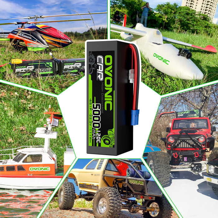 2x Ovonic 5000mah 6S 22.2V 120C Hardcase Lipo Battery Pack for Aircraft Car SENTON 6S - EC5 Plug - Ovonicshop