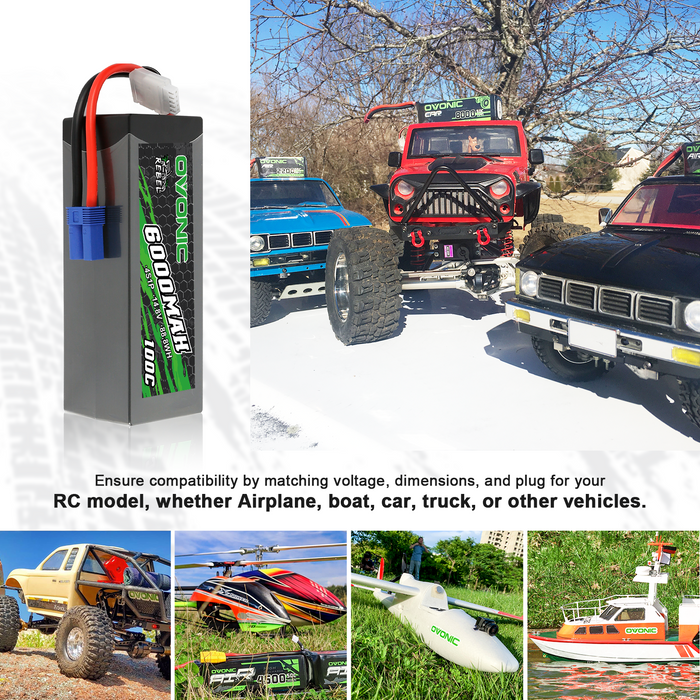 Ovonic Rebel 100C 4S 6000mAh 14.8V Hardcase#32 LiPo Battery For Arrma Outcast Kraton 8S Truck -  EC5 Plug