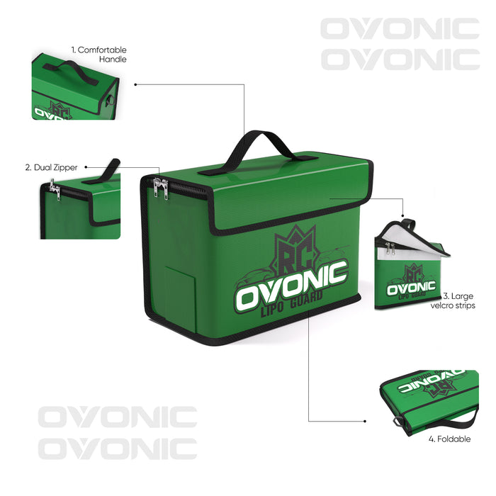 OVONIC Lipo Safe Bag Fireproof E×plosionproof Bag – S/M/L Sizes Kits