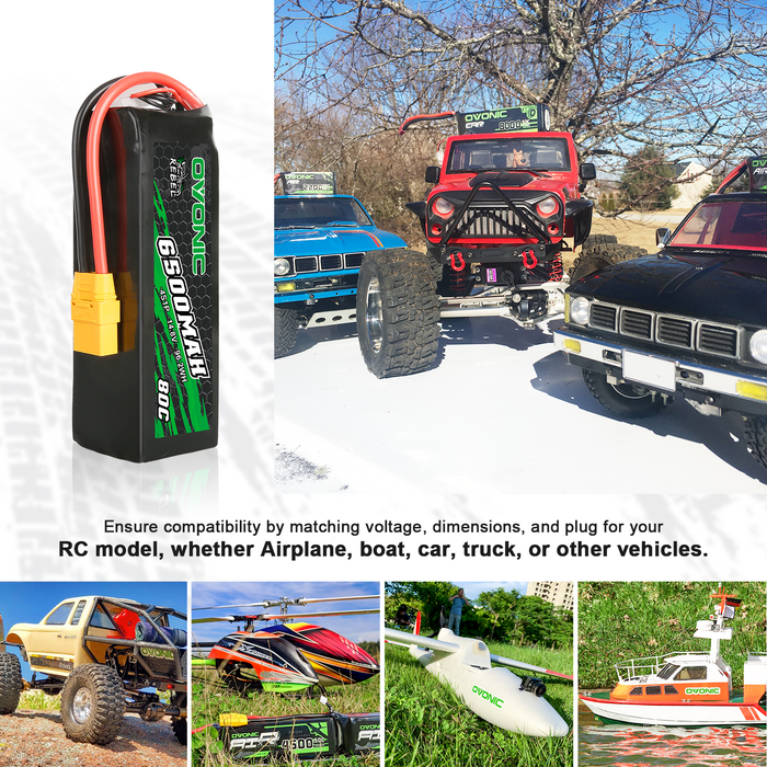Ovonic Rebel 80C 6500mAh 4S 14.8V Lipo Battery for RC Car Truck ARRMA 4S 8S - XT90 Plug - Ovonicshop