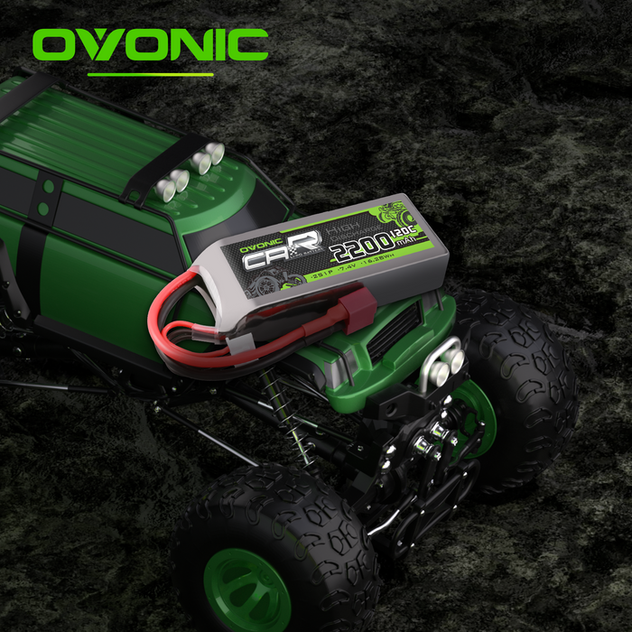 (Pre-Sale) 2x OVONIC 2200mAh 2S 7.4V 120C LiPo Batteries with T Plug for RC Airplane Car