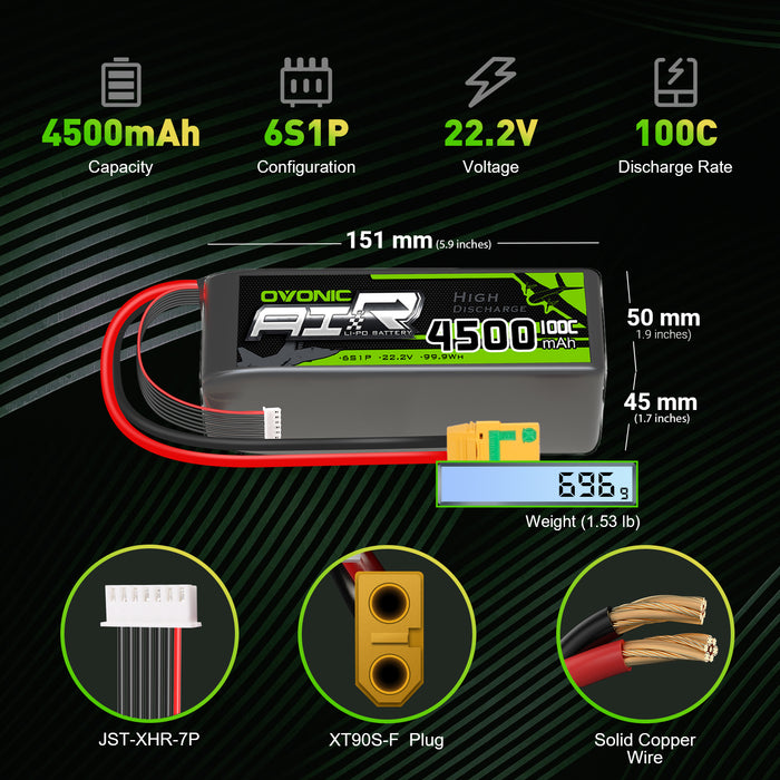 (Pre-Sale)Ovonic 100C 22.2V 6S 4500mAh  LiPo Battery for X Class - XT90 Plug