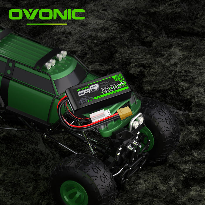2x Ovonic 2S Lipo Battery 2200mAh 120C 7.4V RC CAR Lipo Battery With XT60 to TRA for 1/16 Slash E-Revo RC Car RC Truck