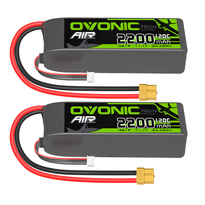 Ovonic 120C 3S 2200mAh 11.1V LiPo XT60 Plug Battery with D15 Dual 1.2A 1-3S LiPo Charger