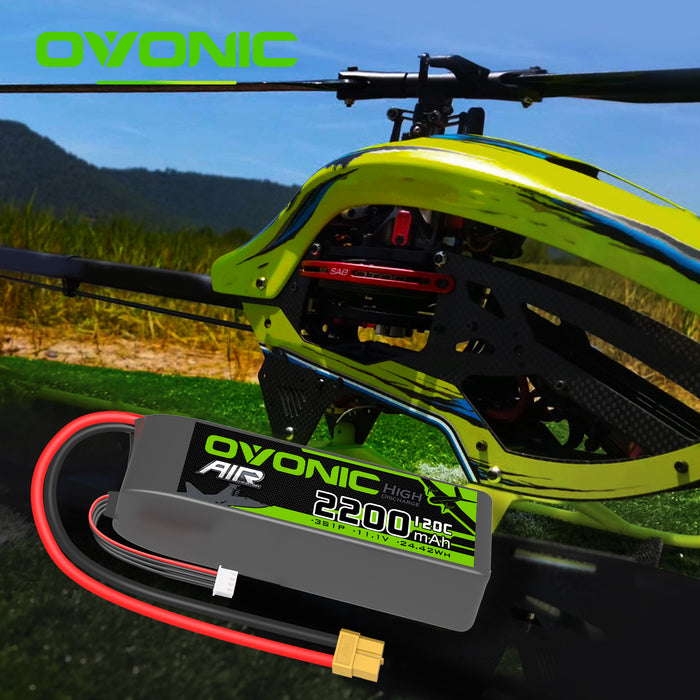 Ovonic 120C 3S 2200mAh 11.1V LiPo XT60 Plug Battery with D15 Dual 1.2A 1-3S LiPo Charger
