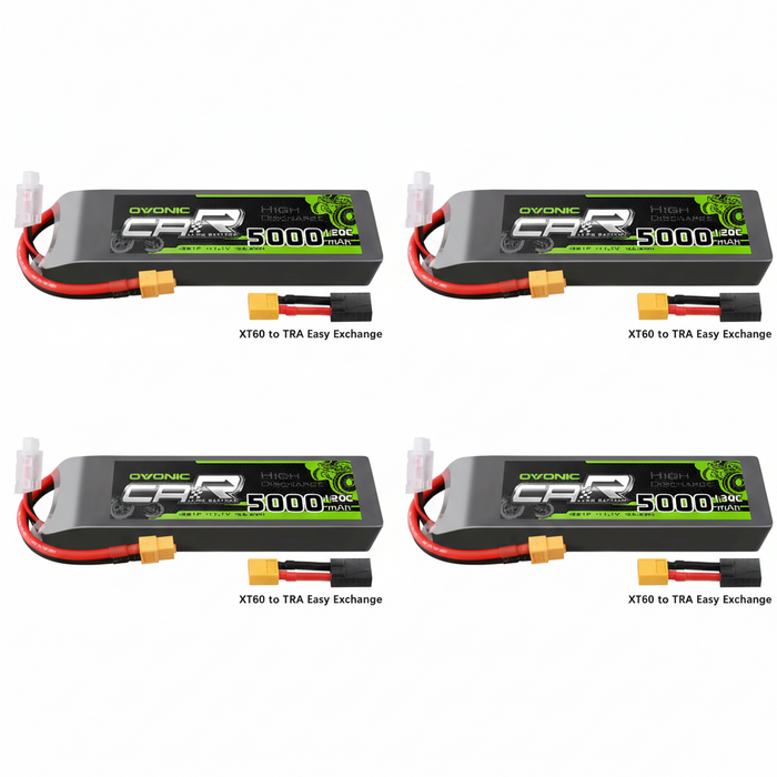 2x Ovonic 11.1V 120C 3S 5000mAh LiPo Batteries XT60-TRX for RC Car Heli Jet boat - Ovonicshop