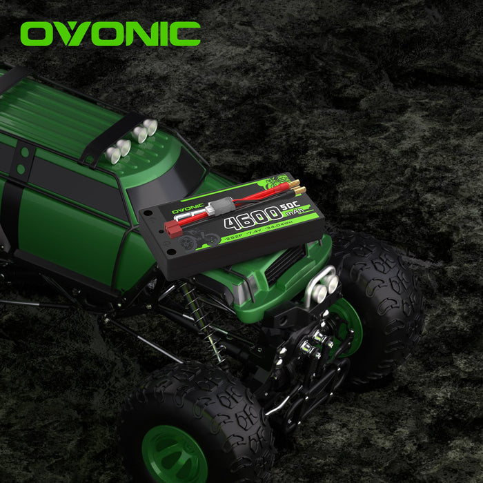 OVONIC 5200mAh 2S 7.4V 120C Hardcase Lipo Batteries Pack for 1:8 1:10 RC Car - T plug