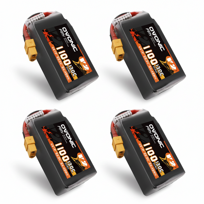 2x Ovonic 130C 22.2V 6S 1100mAh  LiPo Battery for FPV 5-Inch Freestyle & Racing - XT60 Plug - Ovonicshop