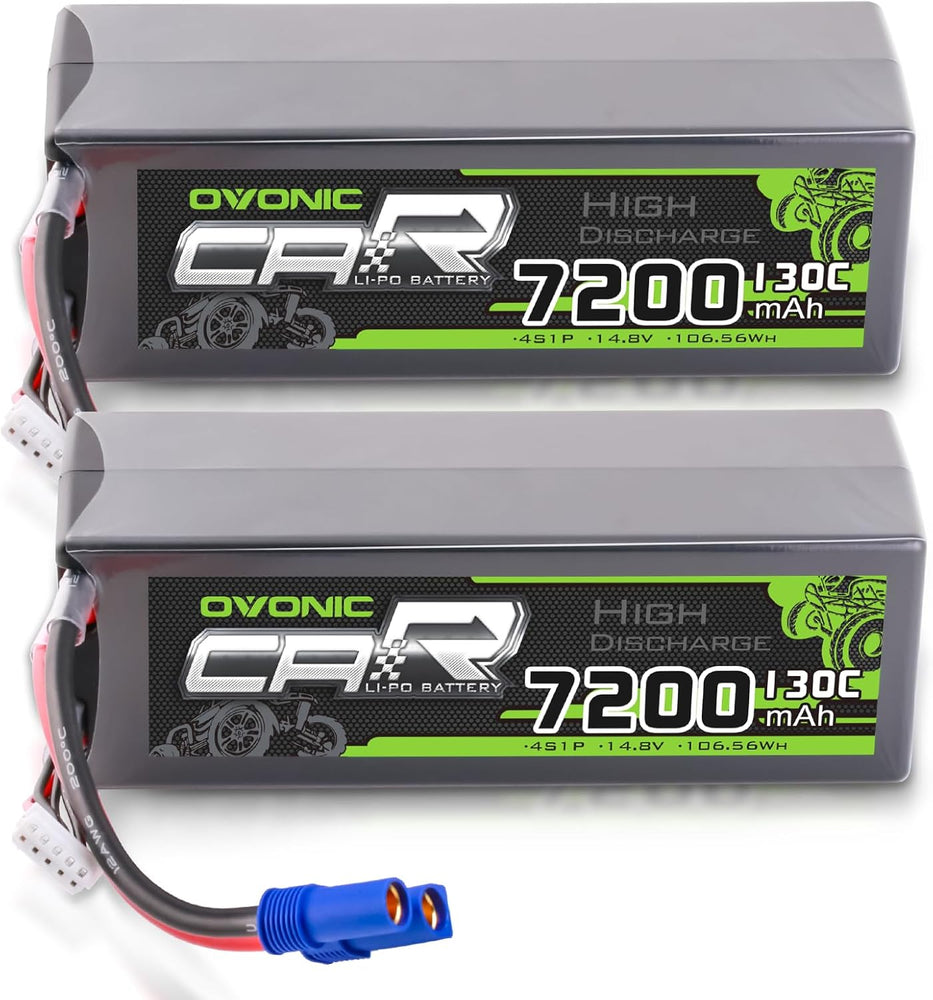 2x Ovonic 14.8V 130C 4S 7200mAh Hardcase Lipo Battery EC5 for RC Car plane Jet Heli Boat