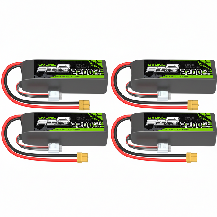 2x OVONIC 2200mAh 11.1V 3S 25C Battery with XT60 Connector for RC Boat Airplane Heli - Ovonicshop