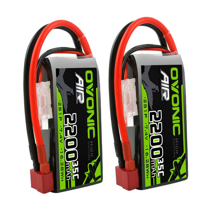 Ovonic 2S 2200mAh 35C 7.4V Short LiPo Battery for Aircraft Drone - T Plug