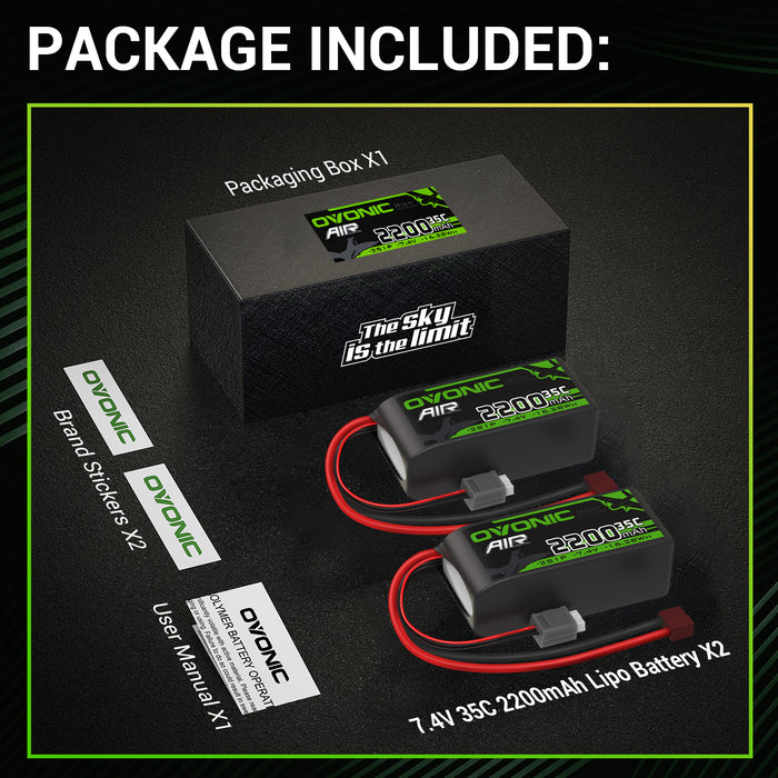 Ovonic 11.1 V 35C 2200mAh 3S1P 11.1V T Plug Lipo Battery with D15 Dual 1.2A 1-3S LiPo Charger