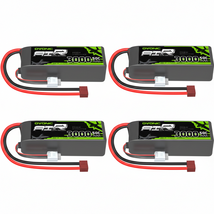 2x Ovonic 11.1V 3000mAh 3S 50C Shorty LiPo Battery Pack with T Plug for Drone Airplane Heli Car - Ovonicshop