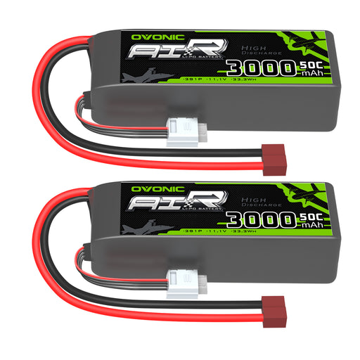 2x Ovonic 11.1V 3000mAh 3S 50C LiPo Battery Pack with T Plug for Drone Airplane Heli Car - Ovonicshop