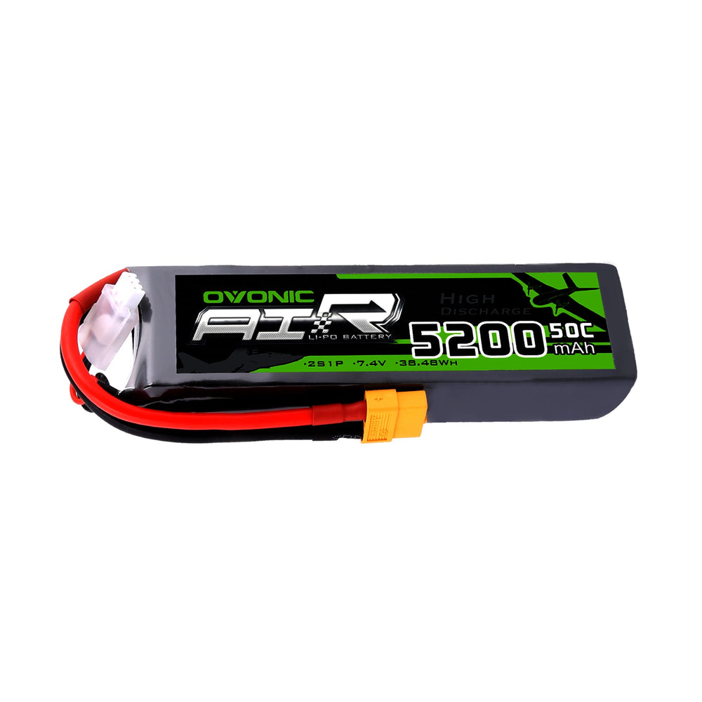 2X OVONIC 5200mAh 2S 7.4V 50C Hardcase Lipo Batteries Pack for 1:8 1:10 RC Car - T plug