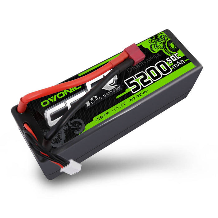 OVONIC 11.1V 3S 5200mAh 50C Hardcase Lipo Battery 13# with T Plug for RC Car Trucks - Ovonicshop