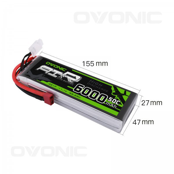 OVONIC 11.1V 50C 3S 6000mAh LiPo Battery Pack with T/T Plug for RC Car - Ovonicshop