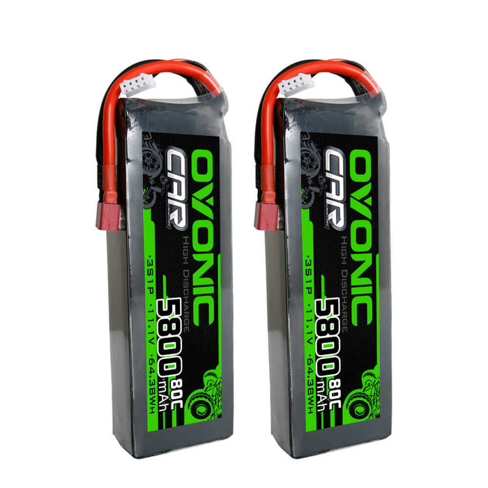 [2pcs] Ovonic 80C 3S 5800mAh 11.1V LiPo Battery for 1/10 Traxxas Losi Car- T Plug - Ovonicshop