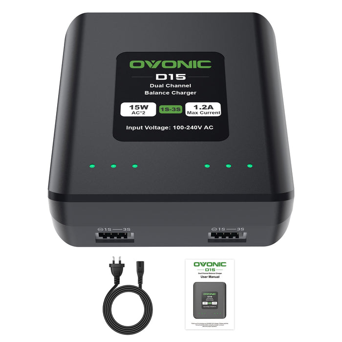 Ovonic 11.1 V 25C 2200mAh 3S1P 11.1V XT60 Plug Lipo Battery with D15 Dual 1.2A 1-3S LiPo Charger