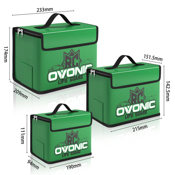 OVONIC Lipo Safe Bag Fireproof E×plosionproof Bag – S/M/L Sizes Kits