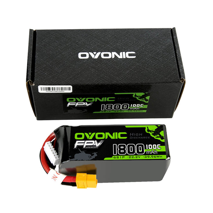 Ovonic 100C 6S 1800mAh 22.2V LiPo Battery for FPV - XT60 Plug - Ovonicshop