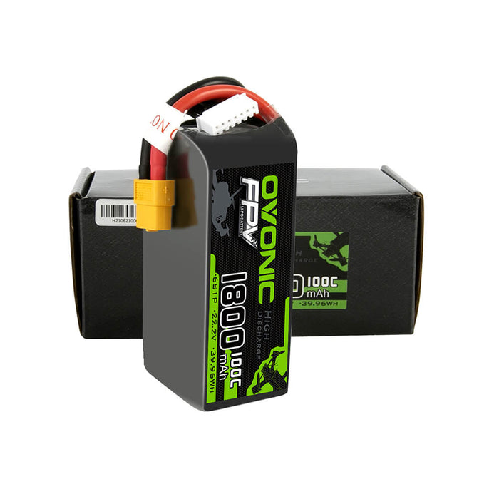 Ovonic 100C 6S 1800mAh 22.2V LiPo Battery for FPV - XT60 Plug - Ovonicshop