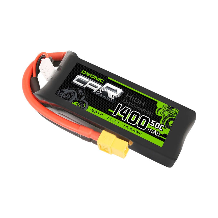 OVONIC 11.1V 1400mAh 3S 50C LiPo Battery with XT60 & Trx Plug for 1/16 Traxxas Cars - Ovonicshop