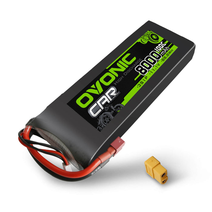 Ovonic 100C 11.1V 8000mAh 3S LiPo Battery for 1/8 and 1/10 car - T & XT60 Plug - Ovonicshop