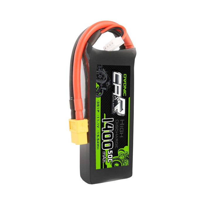 OVONIC 11.1V 1400mAh 3S 50C LiPo Battery with XT60 & Trx Plug for 1/16 Traxxas Cars - Ovonicshop