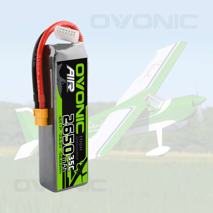 Ovonic 6S 2650mah 22.2V 35C Lipo Battery Pack with XT60 Plug for Airplane&Heli