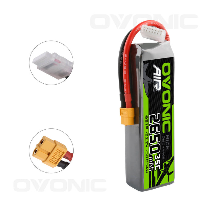 Ovonic 6S 2650mah 22.2V 35C Lipo Battery Pack with XT60 Plug for Airplane&Heli