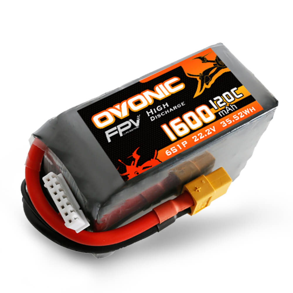 Ovonic 120C 22.2V 6S 1600mAh LiPo Battery for FPV Racing - XT60 Plug - Ovonicshop