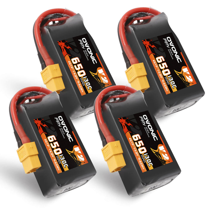 Ovonic 130C 14.8V 4S 650mAh LiPo Battery for FPV - XT60 Plug