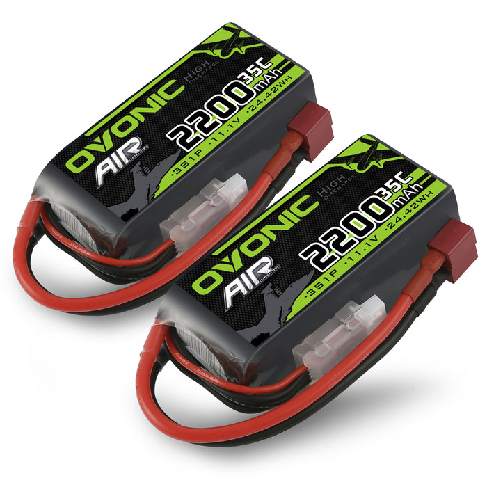 2x Ovonic 3S 2200mAh 35C 11.1V Short LiPo Battery Pack for Air Heli Drone - T Plug - Ovonicshop
