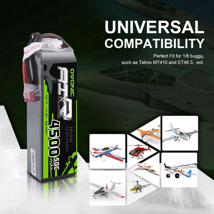 Ovonic 50C 14.8V 4S 4500mAh LiPo Battery Pack with T plug for 1/8 RC Car